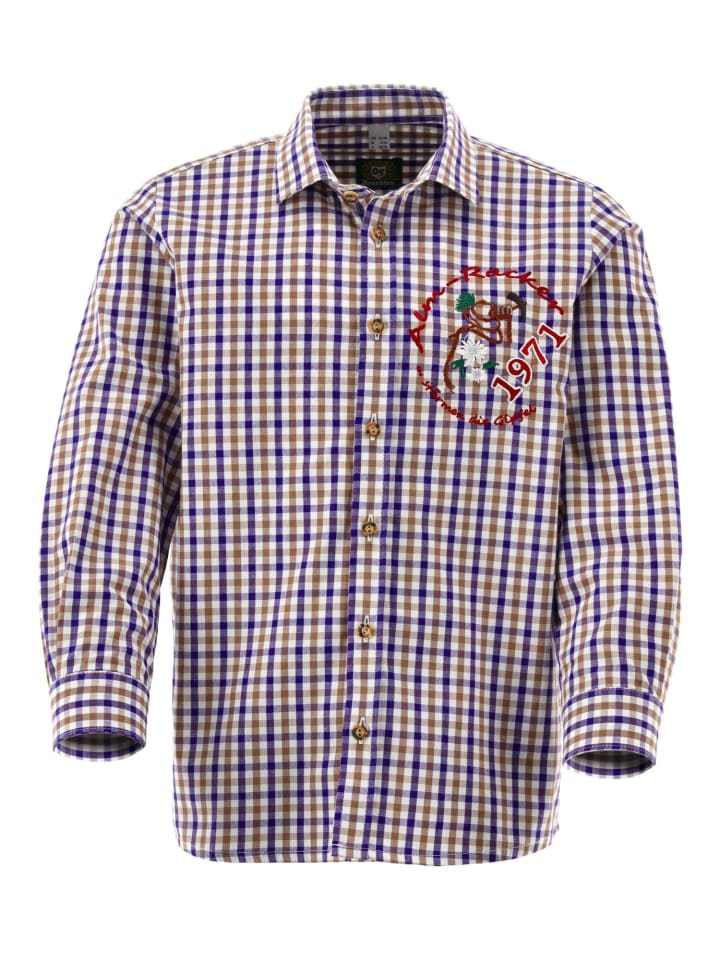 

Детская традиционная рубашка Ковида, средне-коричневого цвета OS-Trachten