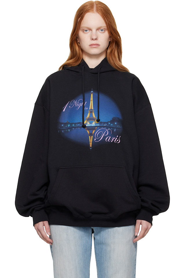 

Ночная толстовка с капюшоном oversize Night in Paris Vetements, черный