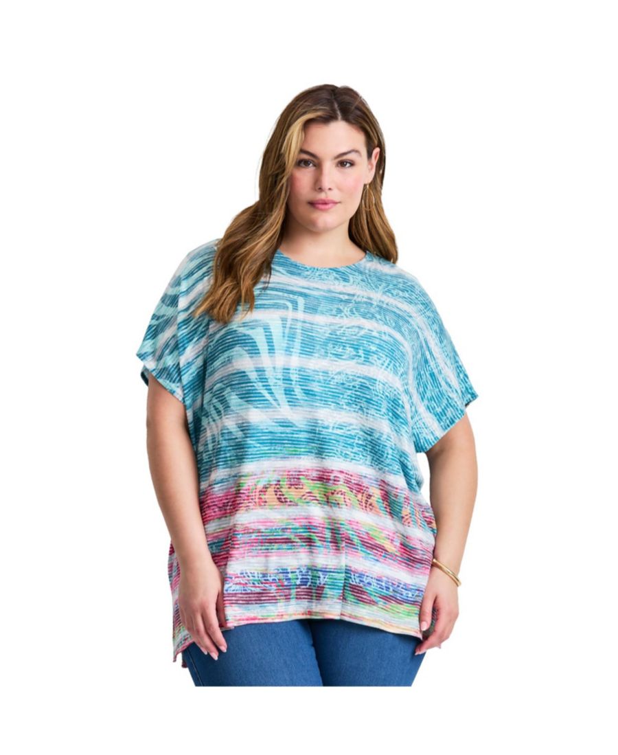 

Легкий женский свитер "летучая мышь" AVENUE, Aqua stripe border