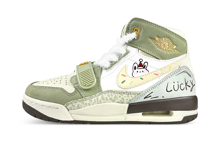 Кроссовки JORDAN Legacy 312 Vintage Basketball Shoes Women's High-Top Green Yellow