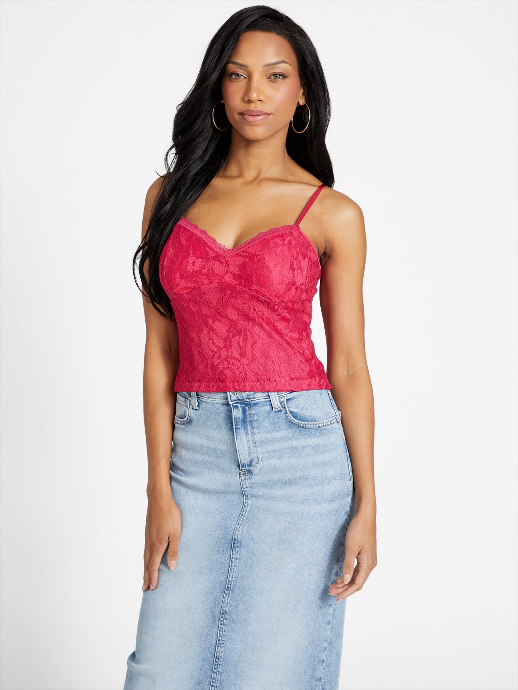 

Кружевной топ Guess Factory, цвет dragonfruit
