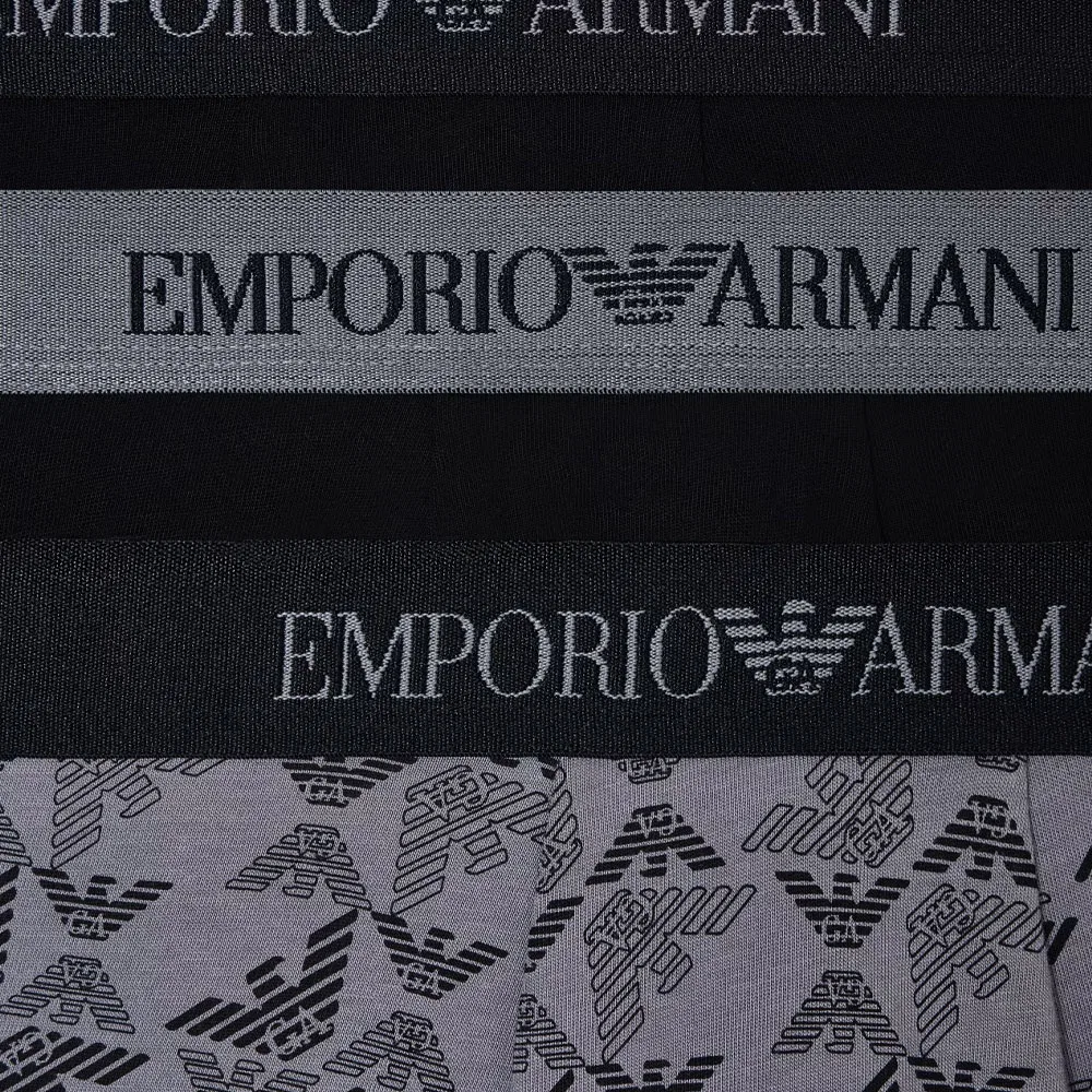 Боксеры EMPORIO ARMANI из хлопка, 3 шт (серый+черный+черный) — фото 4
