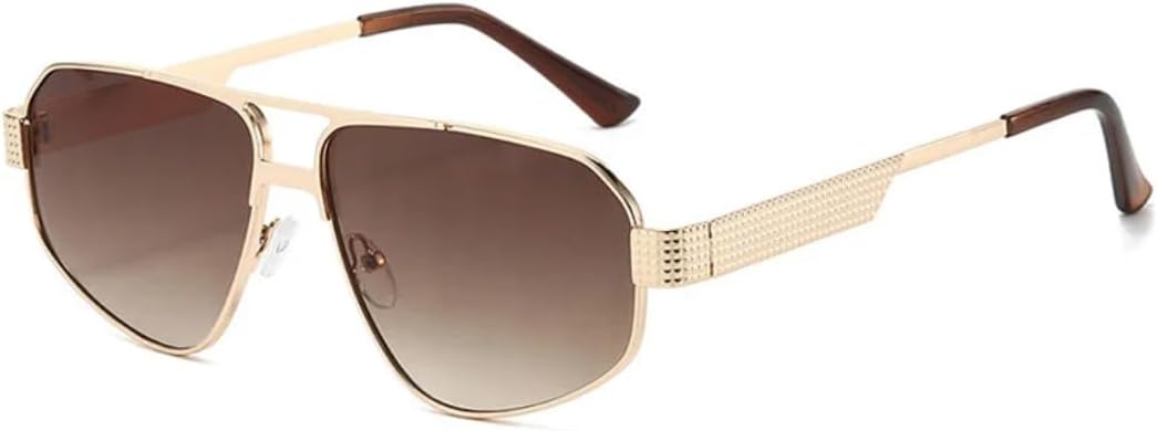 

Винтажные квадратные солнцезащитные очки для женщин и мужчин, роскошные очки в металлической оправе, панк-стиль, для вождения, защита от УФ-излучения UV400 TVTBBVV, Gold-brown.