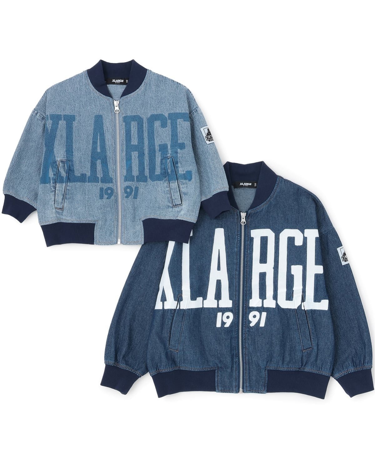 Джинсовая блузон с крупным логотипом Xlarge Kids, blue — фото 2