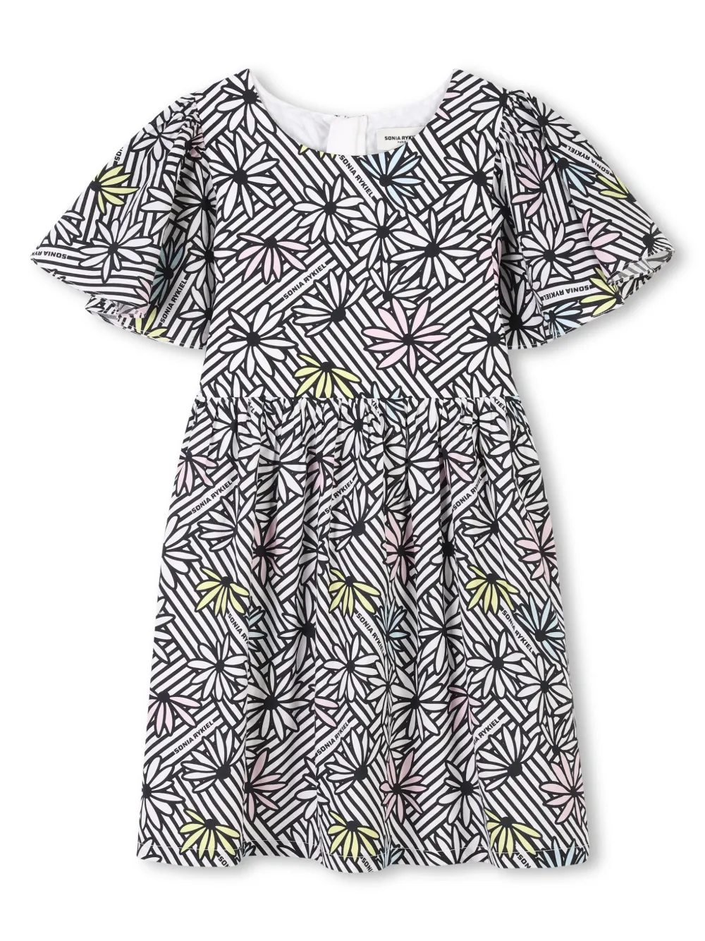 

Платье мини с графичным принтом SONIA RYKIEL ENFANT, белый