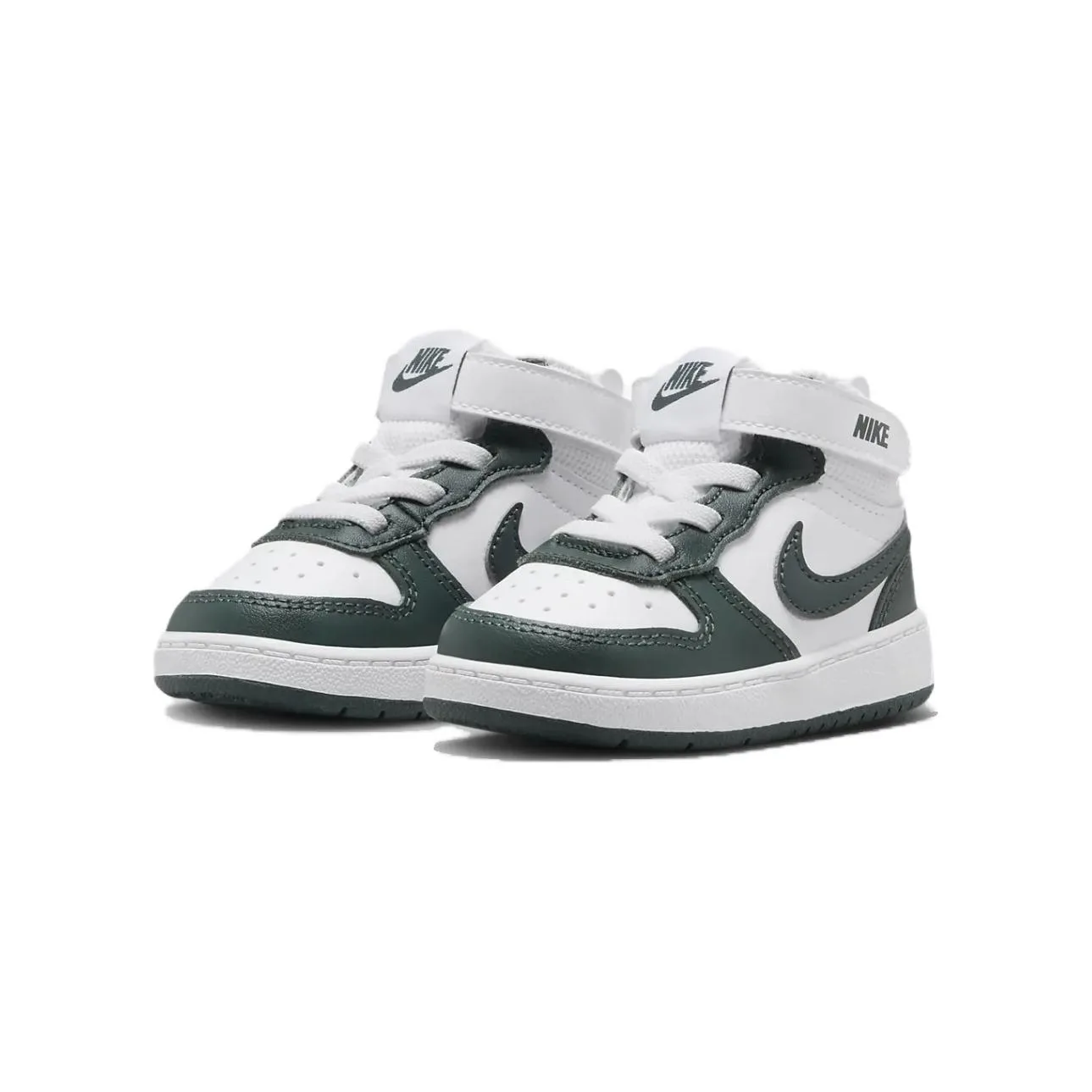 Nike Кроссовки Court Borough 2 Slip Resistant Abrasion Resistant Mid top для малышей бело-зеленые — фото 4