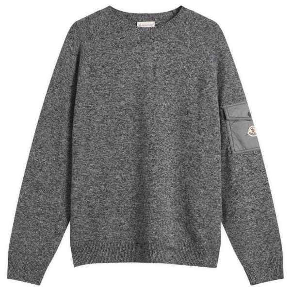 

Шерстяной кашемировый свитер с круглым вырезом Moncler, серый