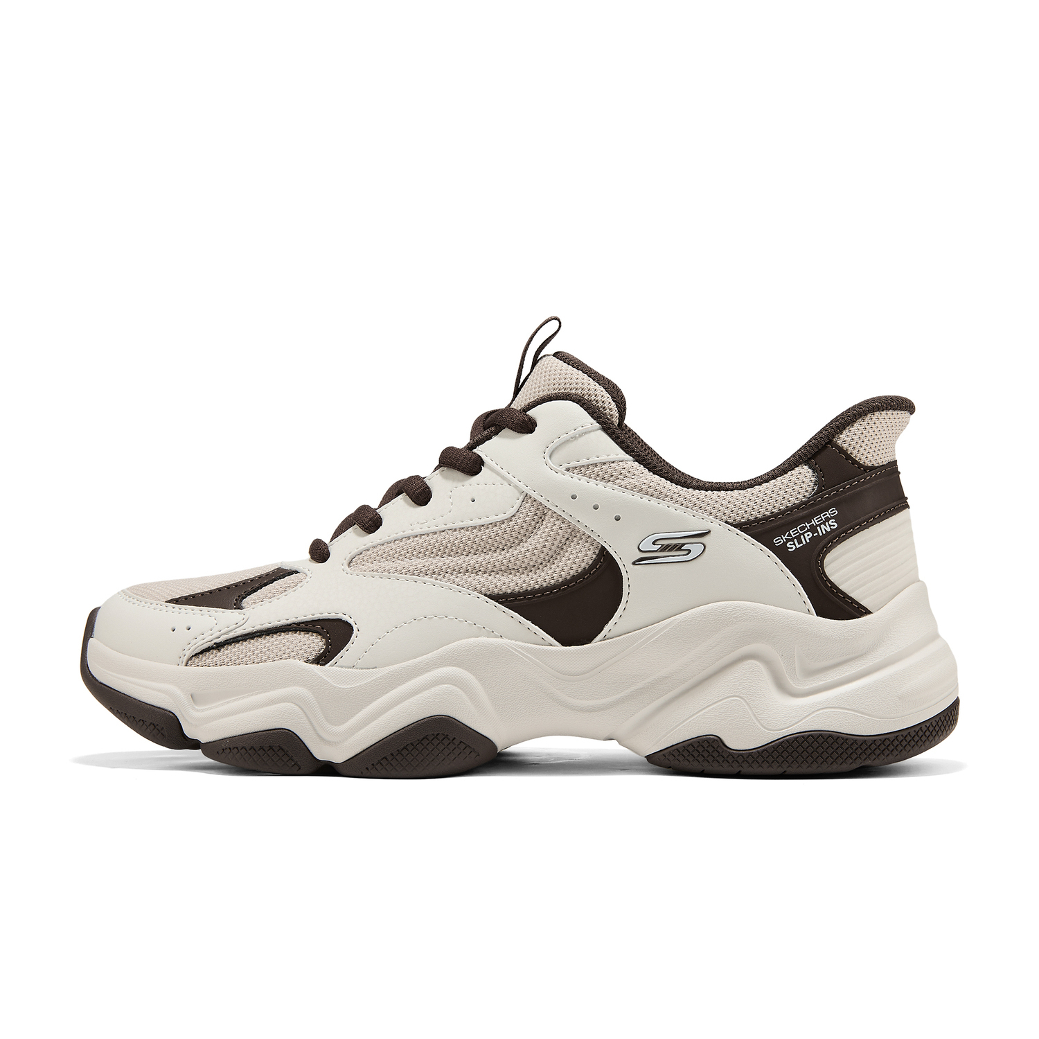 

Мужские низкие массивные кроссовки из сетки и искусственной кожи Skechers, коричневый/мультиколор