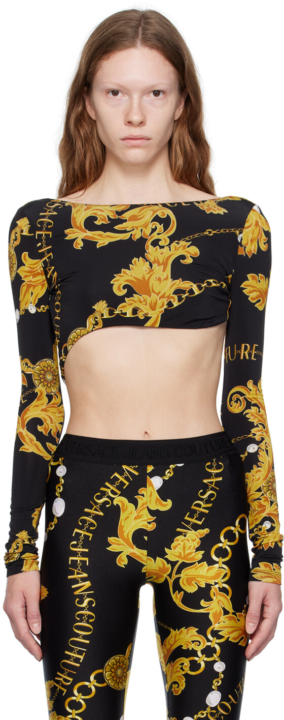 

Черное боди с цепочкой от кутюр Versace Jeans Couture