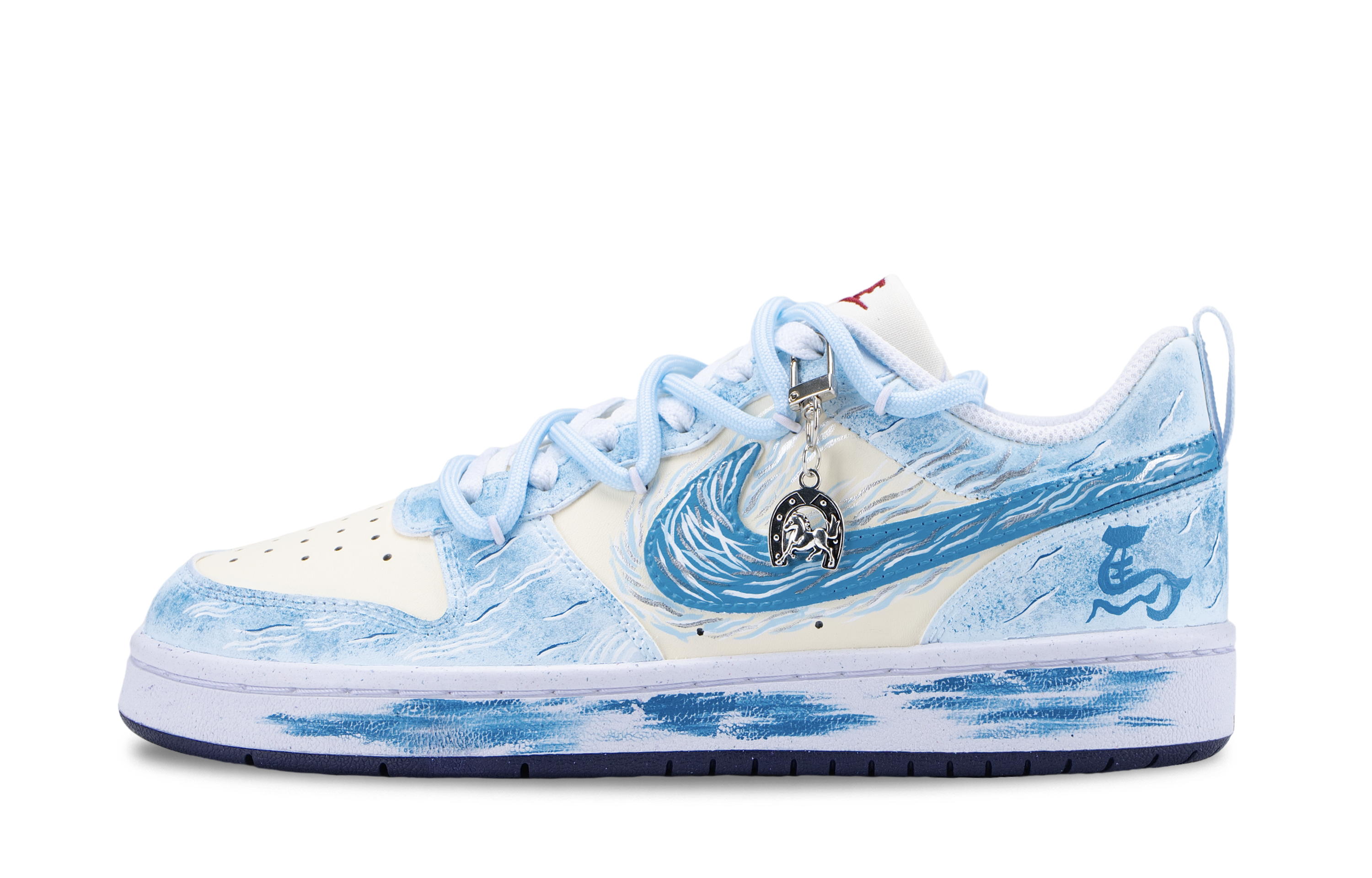 Nike Детские скейтборд-кроссовки Court Borough Jade Sea Silver Mane с противоскользящей амортизацией и устойчивостью к истиранию, цвет Ice Blue — фото 3