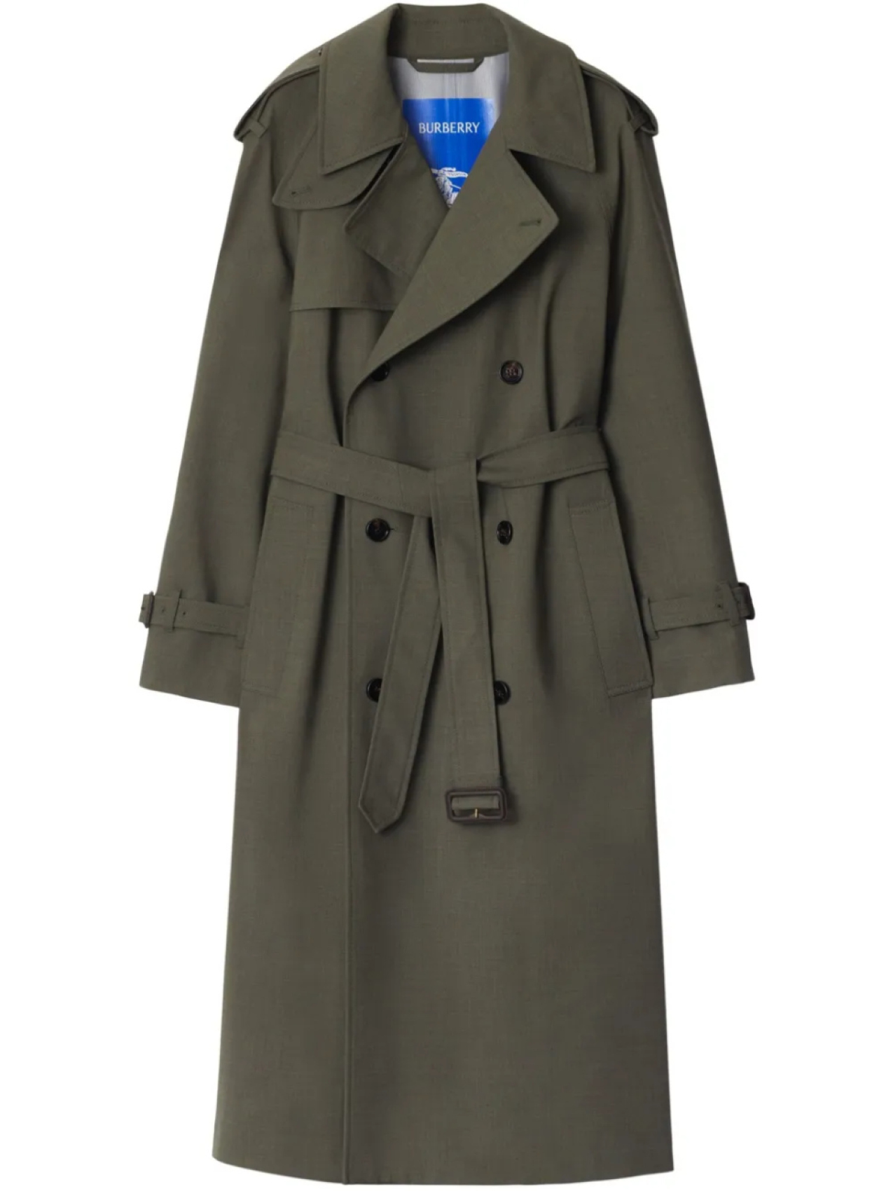 

Burberry длинный тренч из шерсти, зеленый
