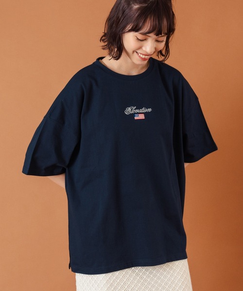 

Футболка оверсайз с вышитым логотипом Anap Mimpi, темно-синяя