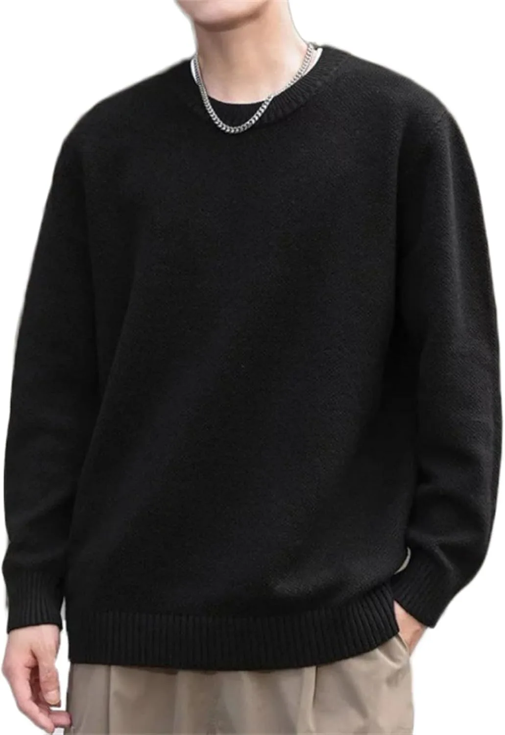 

Мужской свитер-пуловер с длинным рукавом и воротником-гольф, свободный, с вафельной текстурой