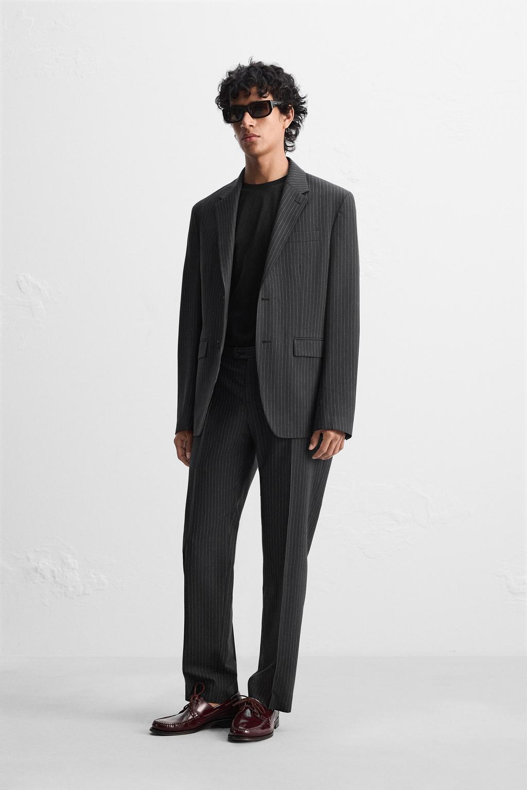 

Блейзер от костюма в тонкую полоску ZARA, темно-синий