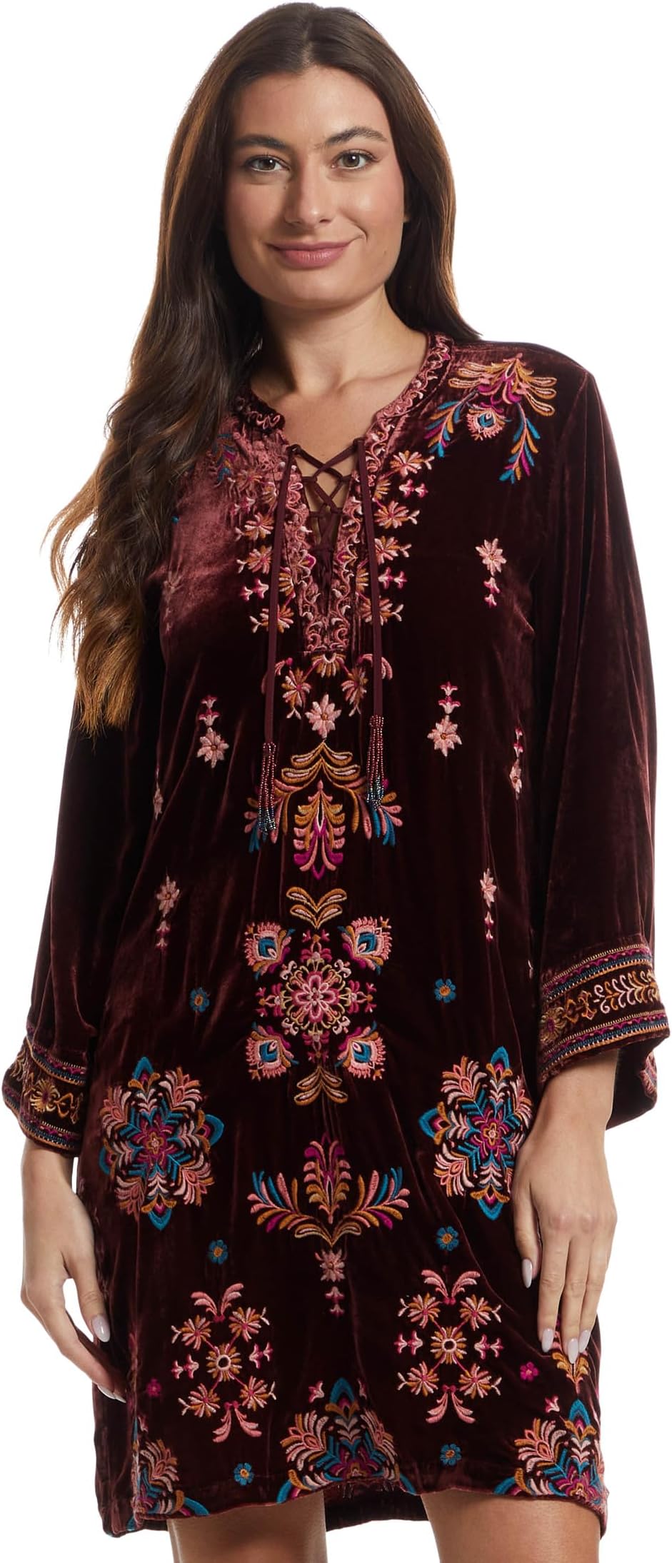 

Женское бархатное платье-кимоно с завязкой спереди - Brandi Johnny Was, Blackberry