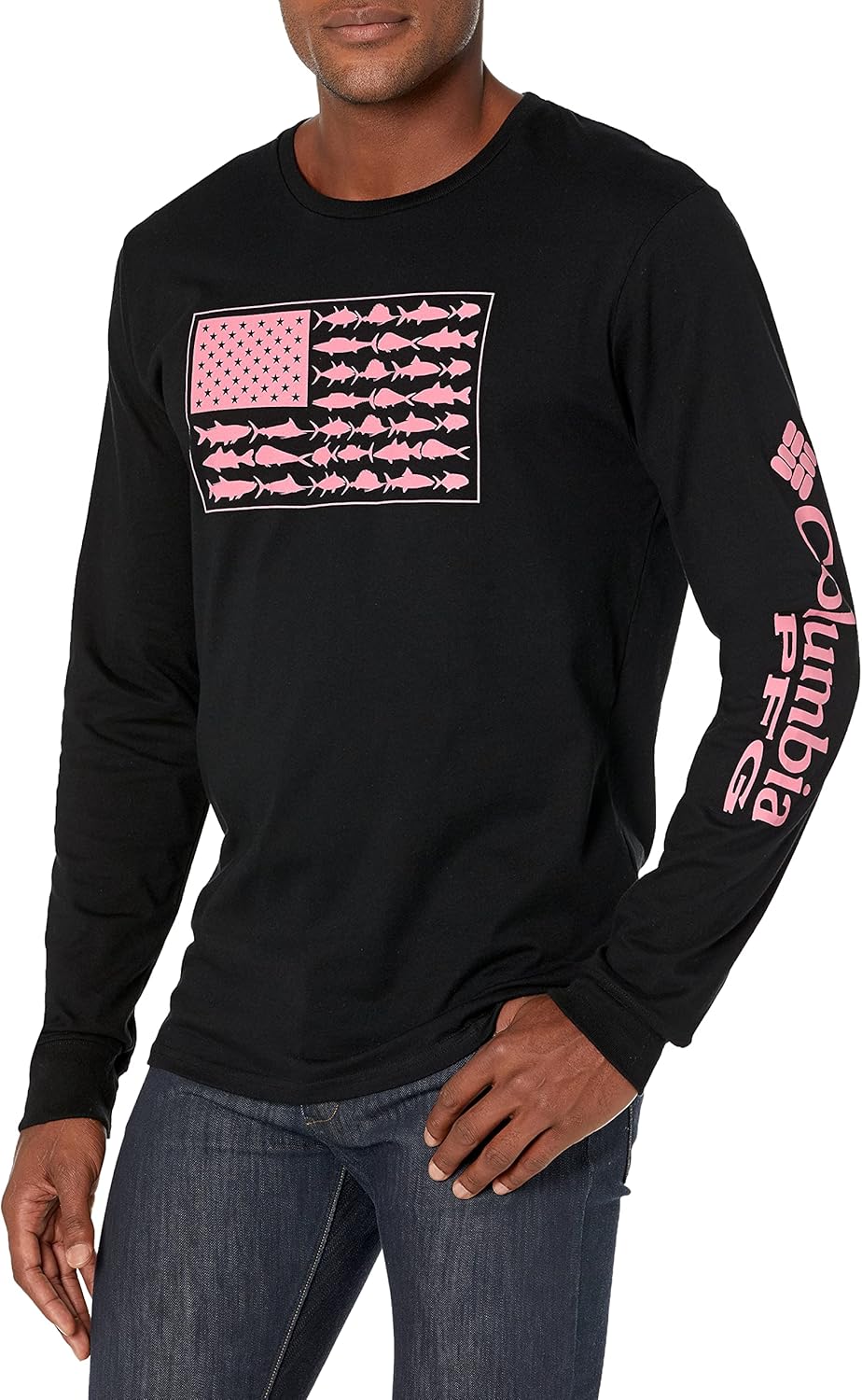 

Мужская футболка Columbia с длинным рукавом для активного отдыха, рыбалки, кемпинга, пешего туризма, Black With Sorbet