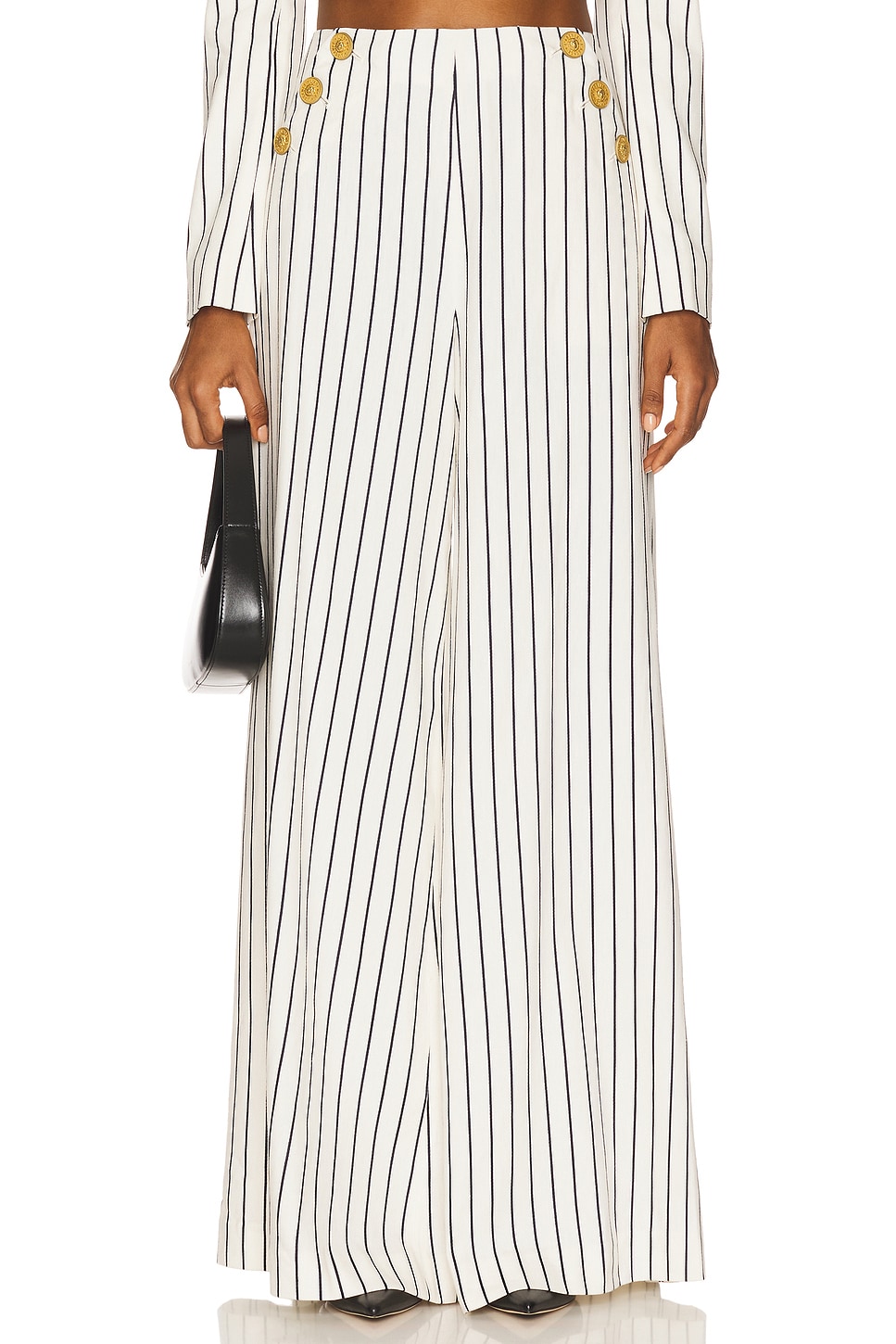 

Брюки с широкими штанинами Kingston от L'Agence, vintage white & black pinstripe