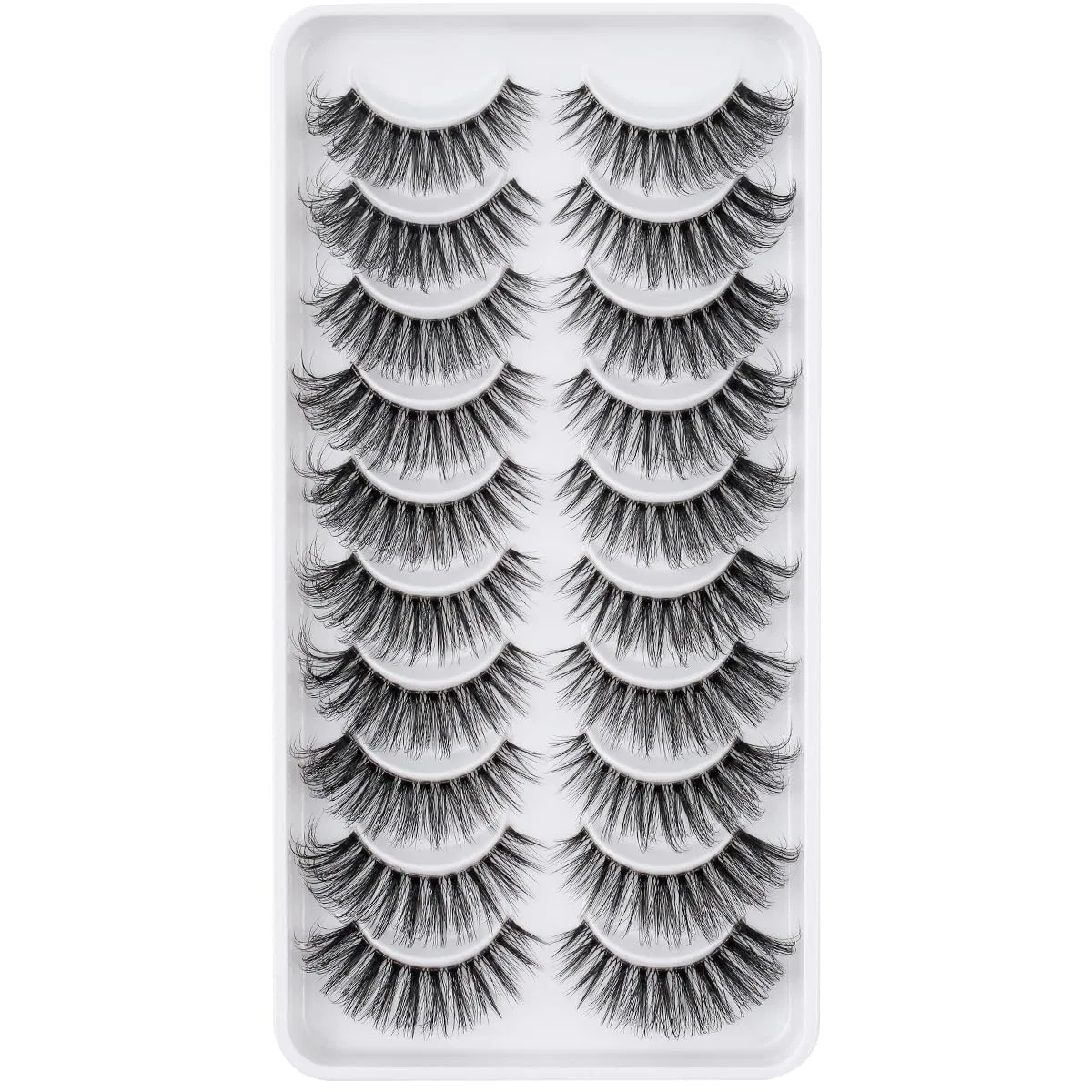 Набор накладных ресниц «Russian Volume Fluffy Strip Lashes» с прозрачной лентой, 10 пар Hicocu — фото 3