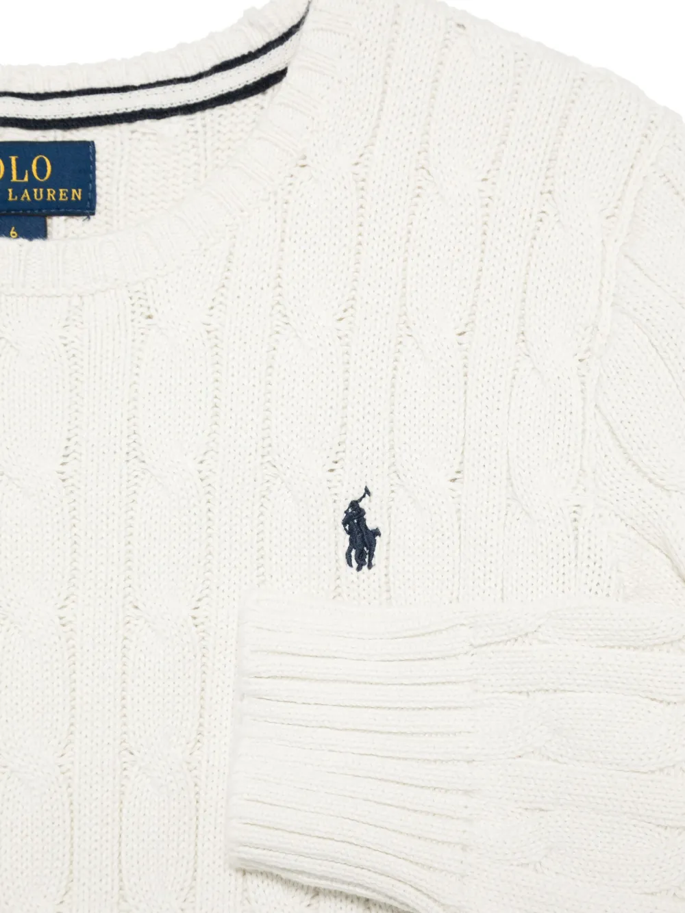 Свитер фактурной вязки POLO RALPH LAUREN KIDS, белый — фото 3