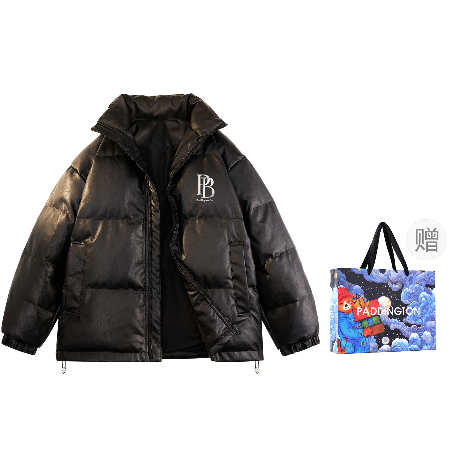 

Пуховик Unisex Paddington Bears, черный (стилизация под бейсбольную куртку)