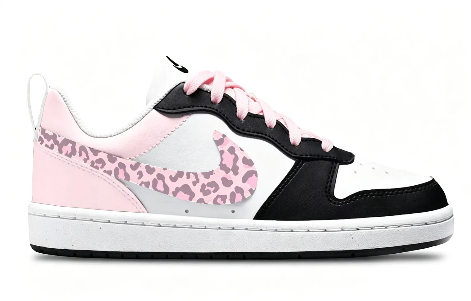 Кроссовки Court Borough Leather Low Top детские для скейтбординга Black Pink унисекс Nike — фото 4