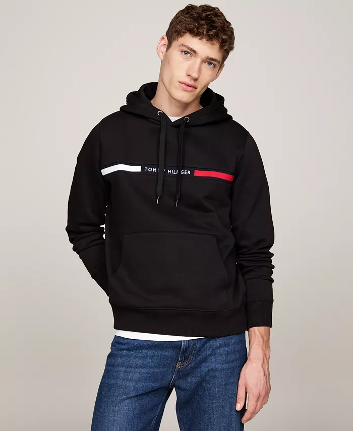 

Мужская худи с логотипом на груди Tommy Hilfiger, черный