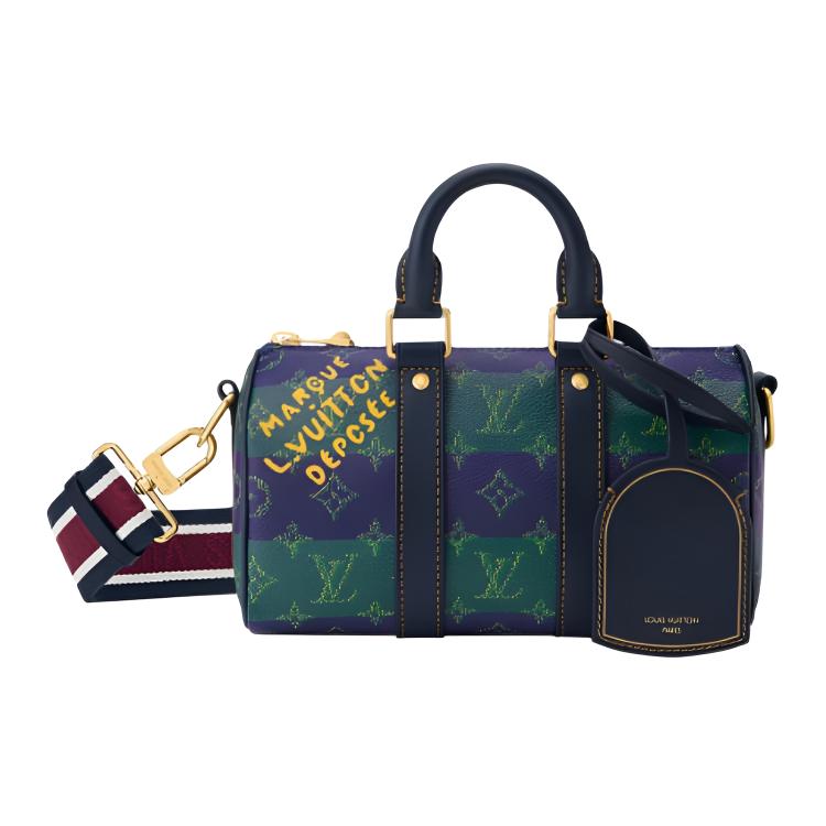 

LOUIS VUITTON Кожаная наплечная сумка Keepall мужская разноцветная