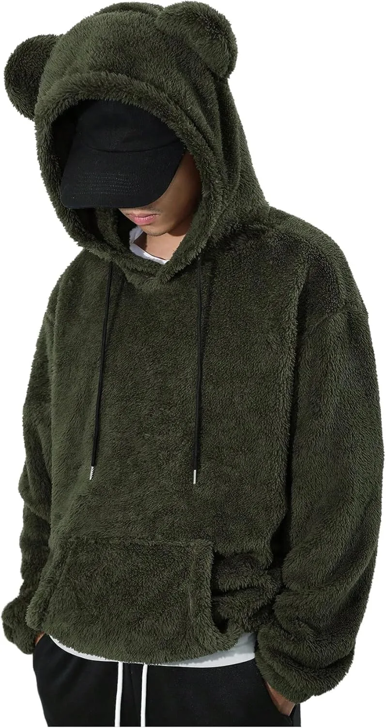 

Мужской худи с ушками Bear Ear на шнурке, флисовый RoseSeek