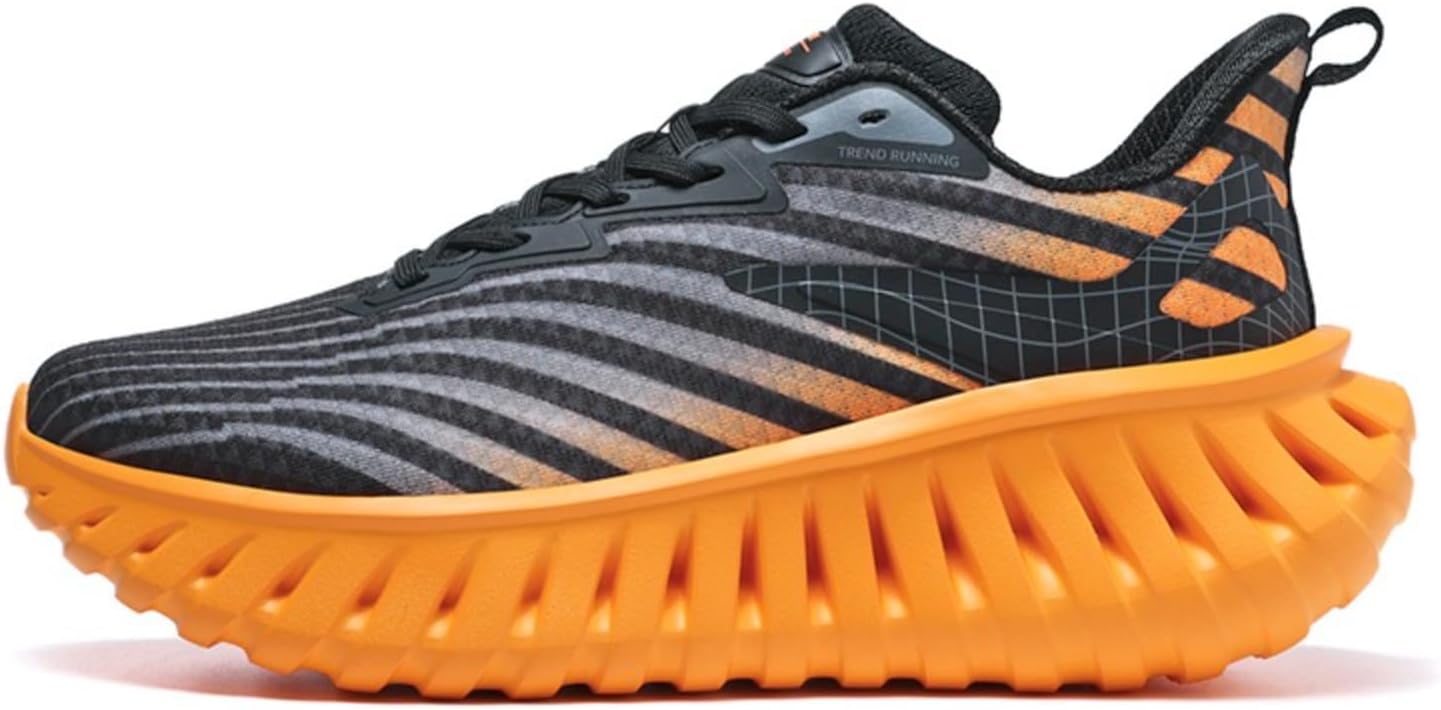 

Дышащие кроссовки с сеткой и шнуровкой для бега по дорогам для мужчин, легкие, с нескользящей подошвой, массивной платформой, повседневные, для улицы, трейла, спортзала, фитнеса, ходьбы и тренировок Netehadi, оранжевый