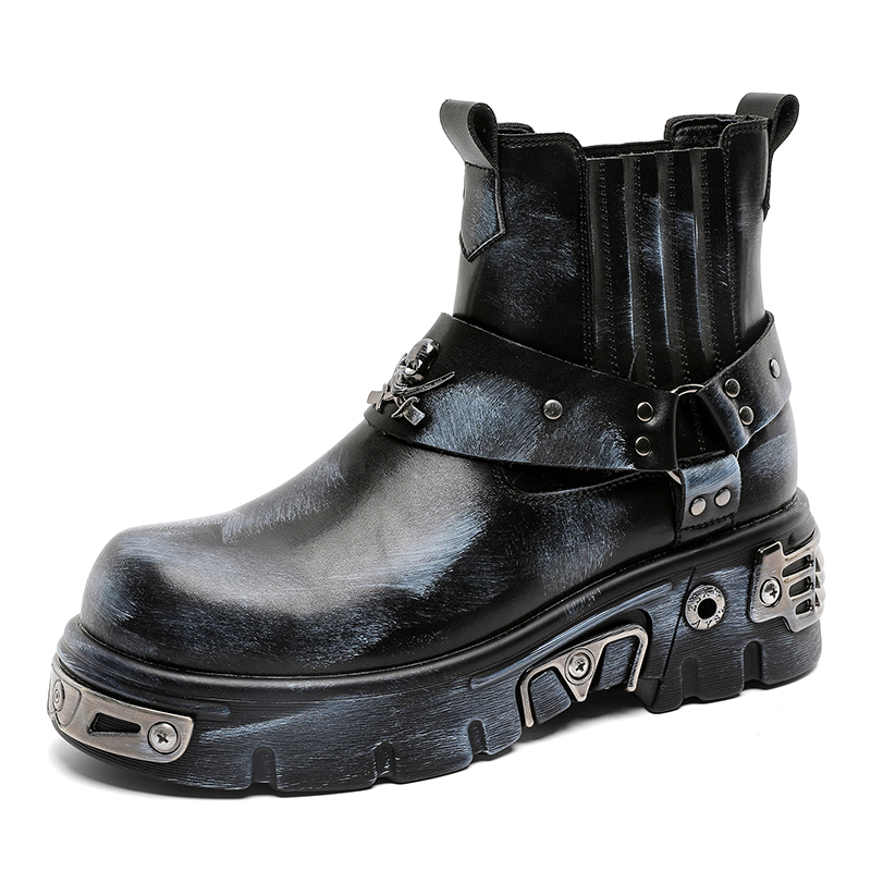 

V ZERO FIVE Панк-ботинки короткие ботинки 5 см мужские нишевые винтажные модные глянцевые белые, цвет Polished White