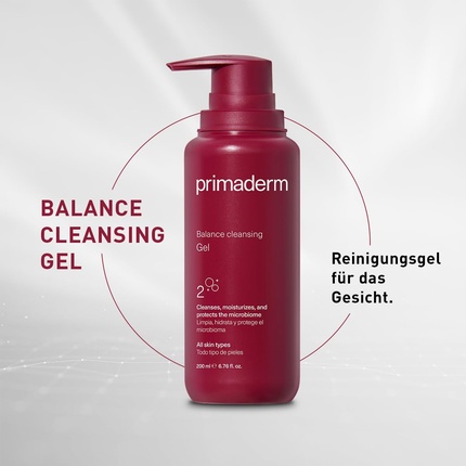 Гель для умывания Prima-Derm — Primaderm Balance Cleansing Gel Face Cleansing Увлажняет и защищает микробиом для всех, 200 мл — фото 2