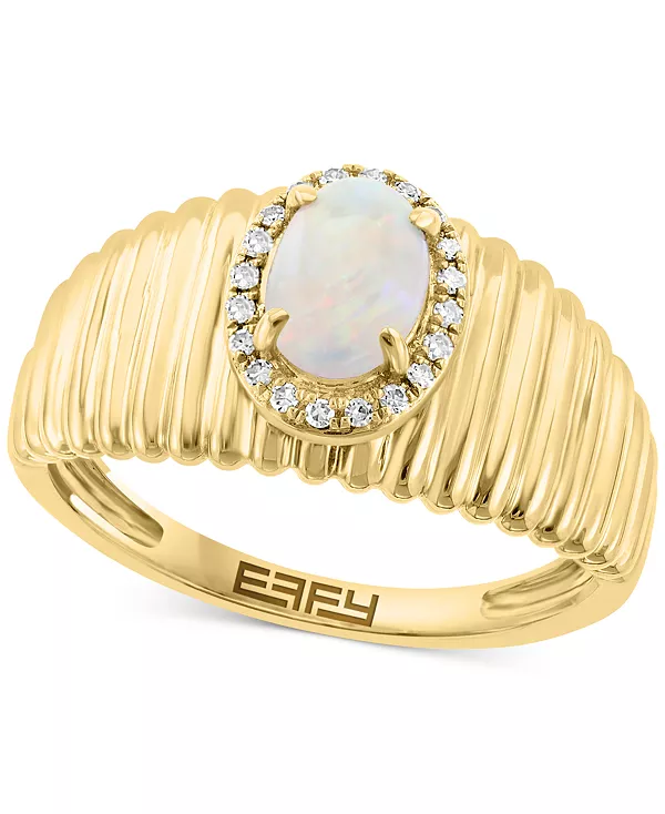 

Кольцо Halo Ridge с опалом Effy (1/2 карата tw) и бриллиантом (1/20 карата tw) из 14-каратного золота Effy Collection, opal