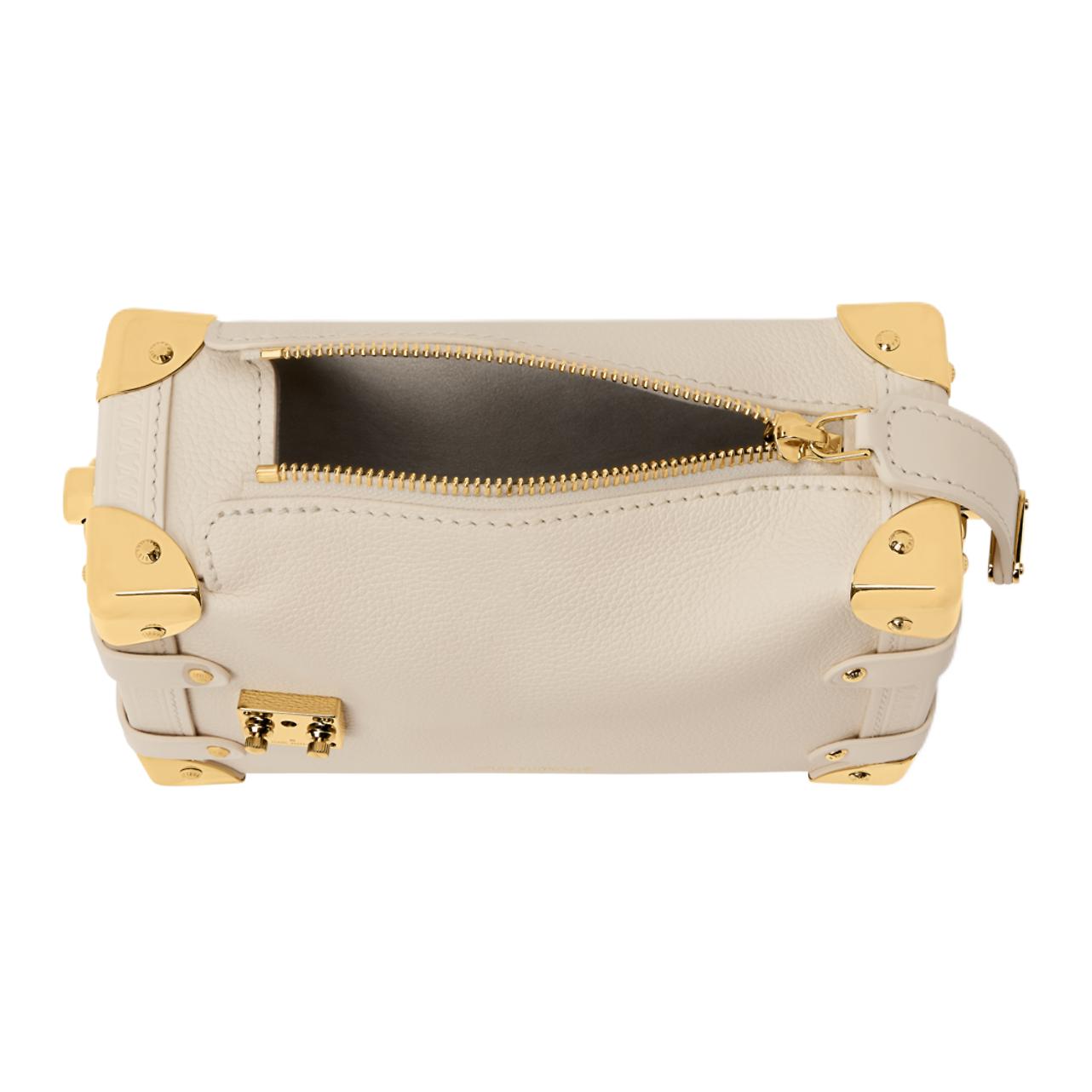 LOUIS VUITTON Сумка через плечо SIDE TRUNK из коровьей кожи, маленькая женская, бежевая — фото 4