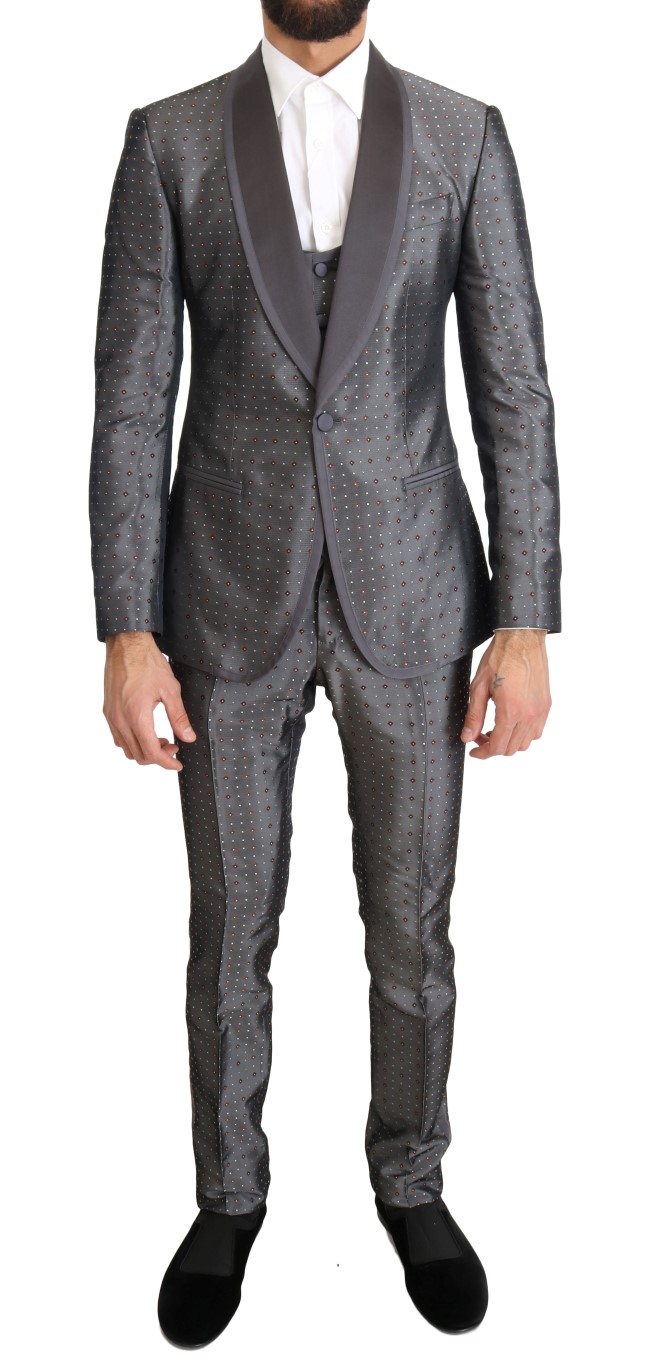 

Элегантный серебряный костюм-тройка в стиле барокко Slim Fit Dolce & Gabbana