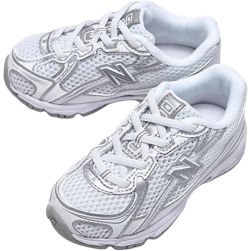 Детские кроссовки NB 740 с амортизацией, износостойкие, дышащие, с низким верхом, для повседневной носки New Balance, белый/серебряный — фото 3