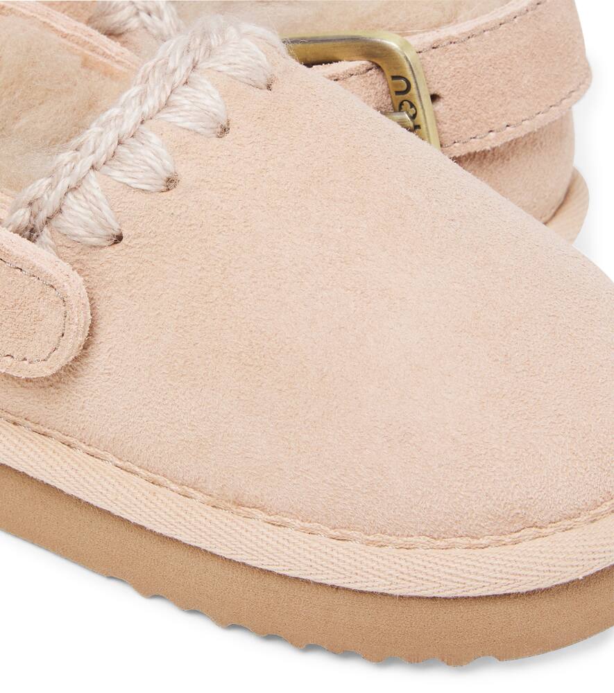 Вышитые замшевые клоги с подкладкой из овчины Mou Kids, Rose Beige — фото 4