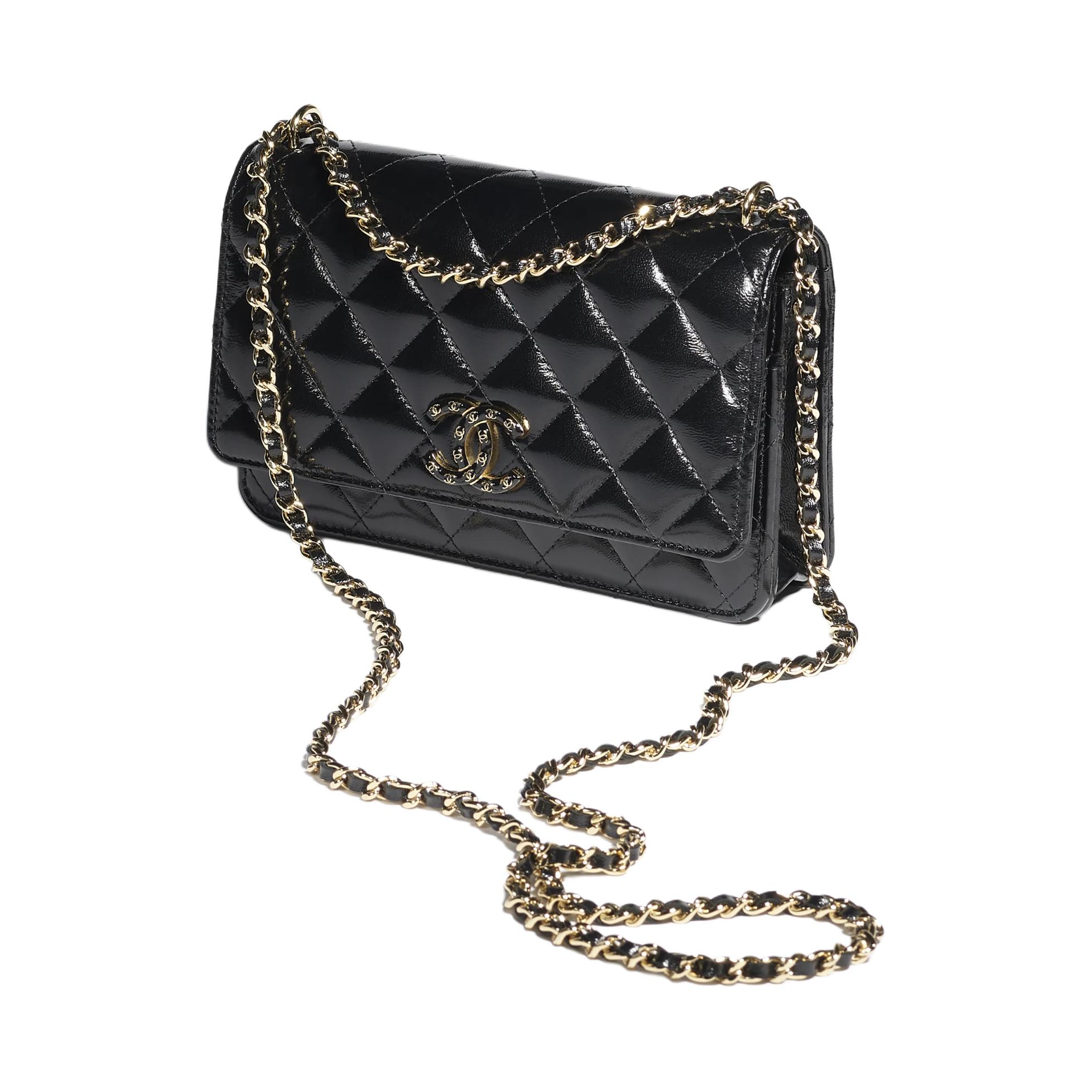 CHANEL Полированная кожаная сумка женская черная — фото 2