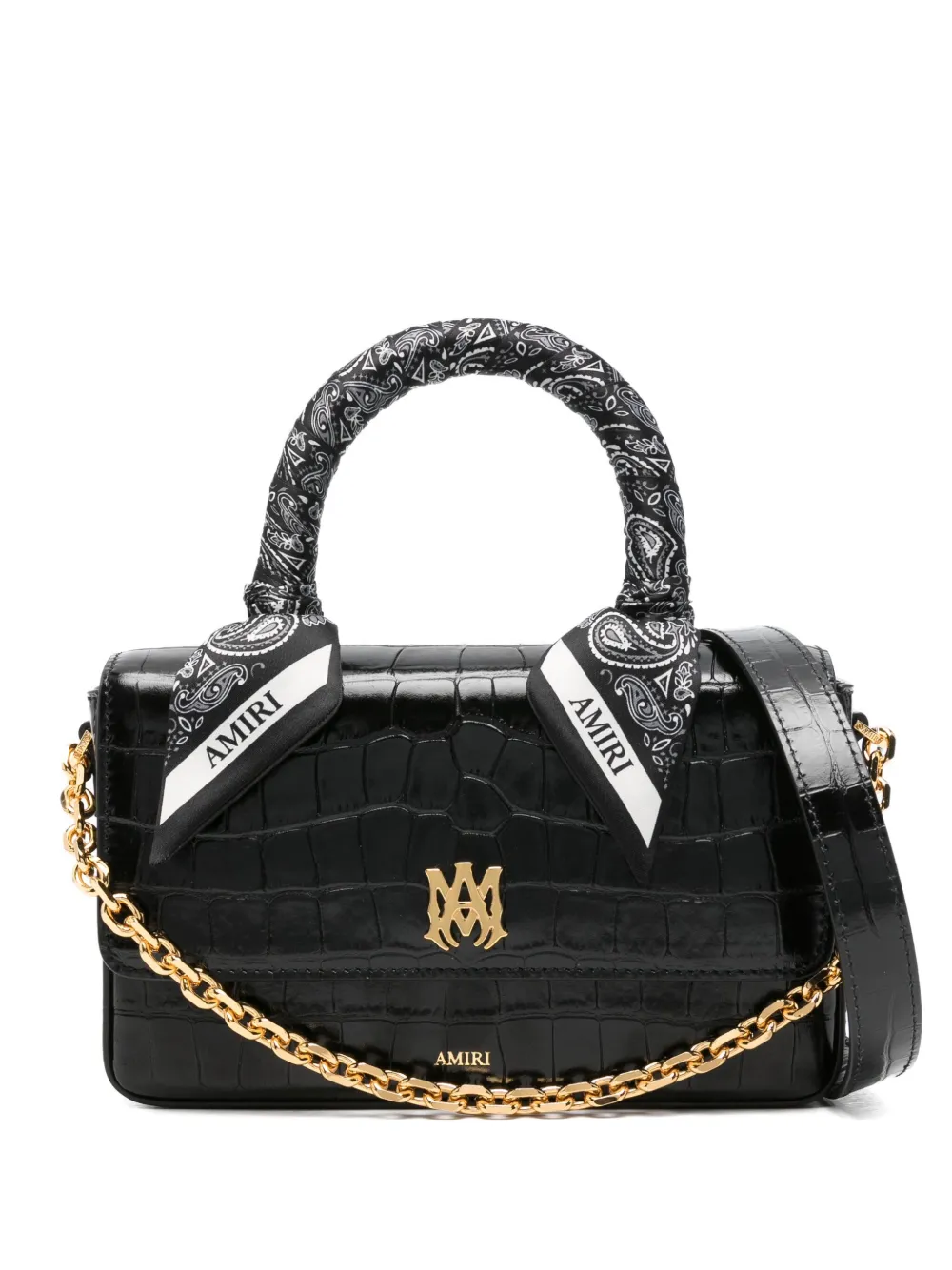 

Сумка-тоут с верхней ручкой и цепочным ремнем Amiri, черный