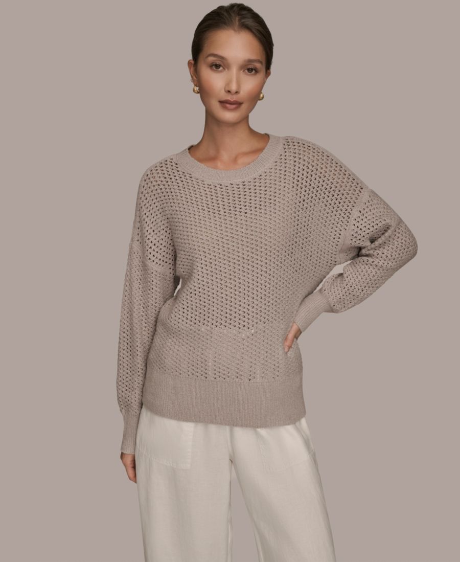 

Женский свитер с открытым швом и круглым вырезом Donna Karan Weekend, Vapor