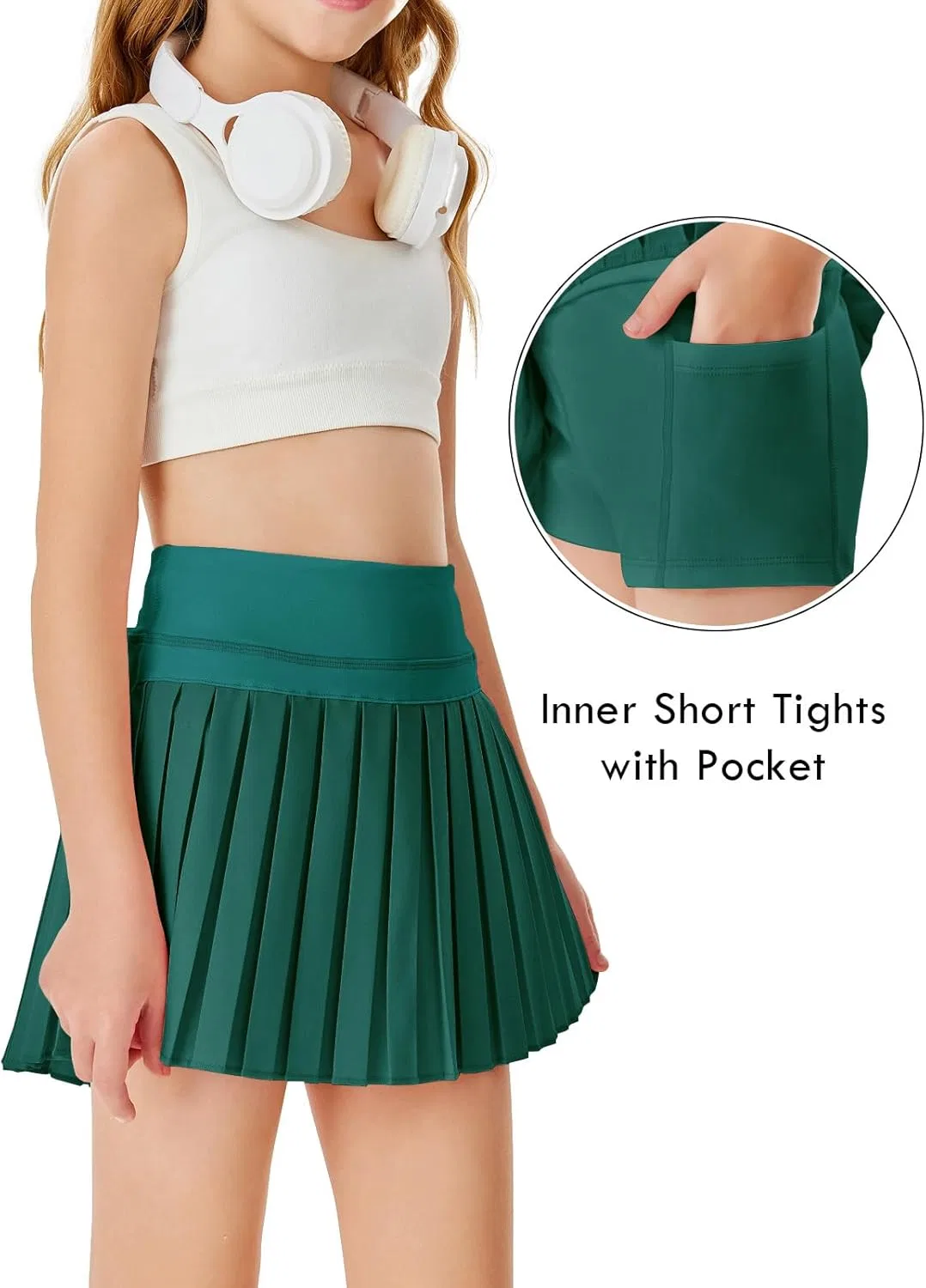 Спортивная юбка с шортами Athletic Tennis Skorts Haloumoning, Dark Green — фото 3