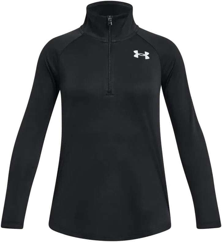 Худи поло-застежка для девочек Under Armour Tech Graphic, черный/металлик серебро
