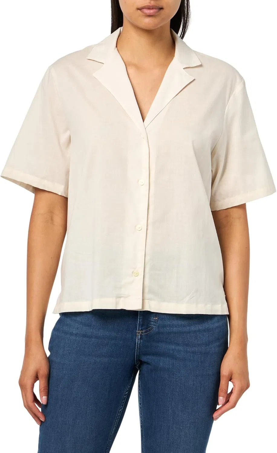 Блуза свободного кроя, Cotton Relaxed Beach Shirt, BOSS, белый