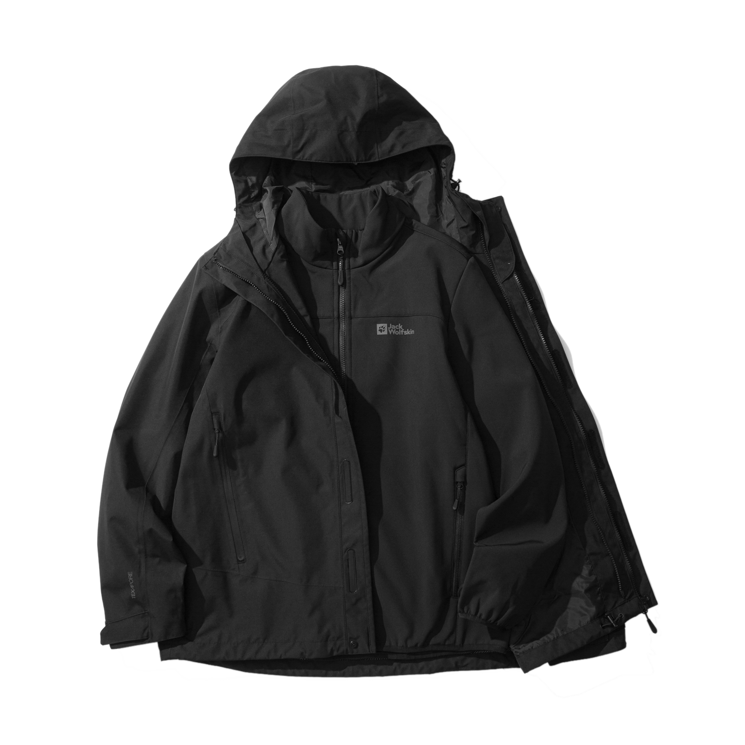 

Мужская ветровка Jack Wolfskin Hiking, водонепроницаемая и ветрозащитная, 3 в 1, Desert Orange/Dark Gray/8275