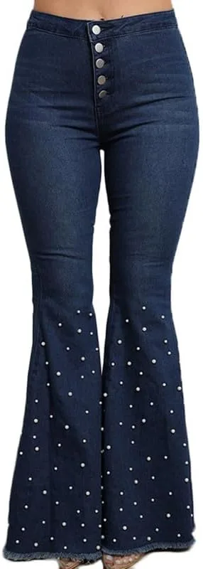 

Женские джинсы Andongnywell с высокой посадкой и расклешенным низом