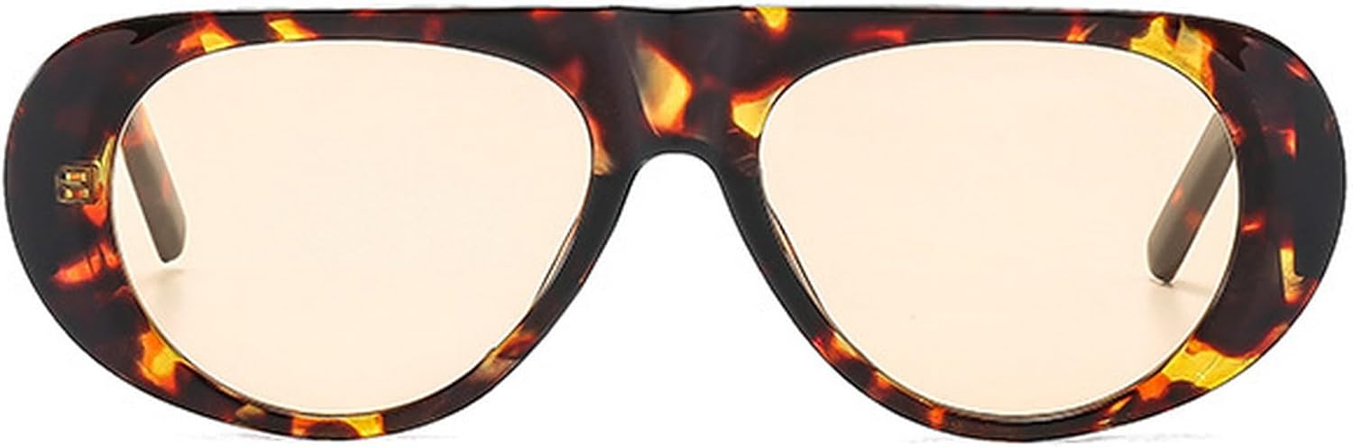 

Модные солнцезащитные очки в ретро-стиле с большой оправой, мужские, с защитой от УФ-излучения, овальной формы, женские, в минималистичном стиле, очки-пилот, размер N45 mincl, Leopard Champagne