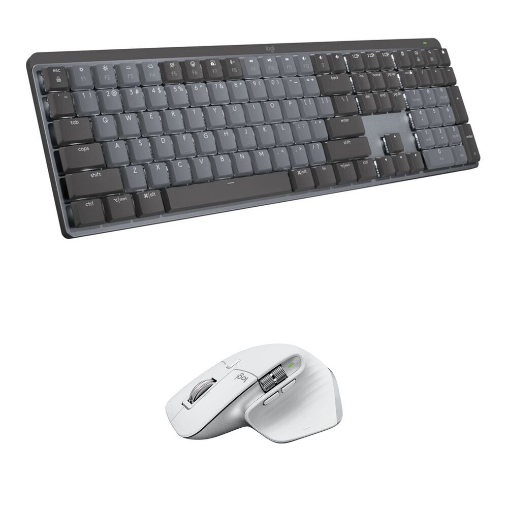 

Комплект из беспроводной механической клавиатуры Logitech MX и мыши MX Master 3S (линейные переключатели, светло-серый)