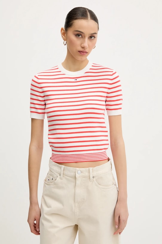 

Хлопковый свитер Tommy Jeans, красный