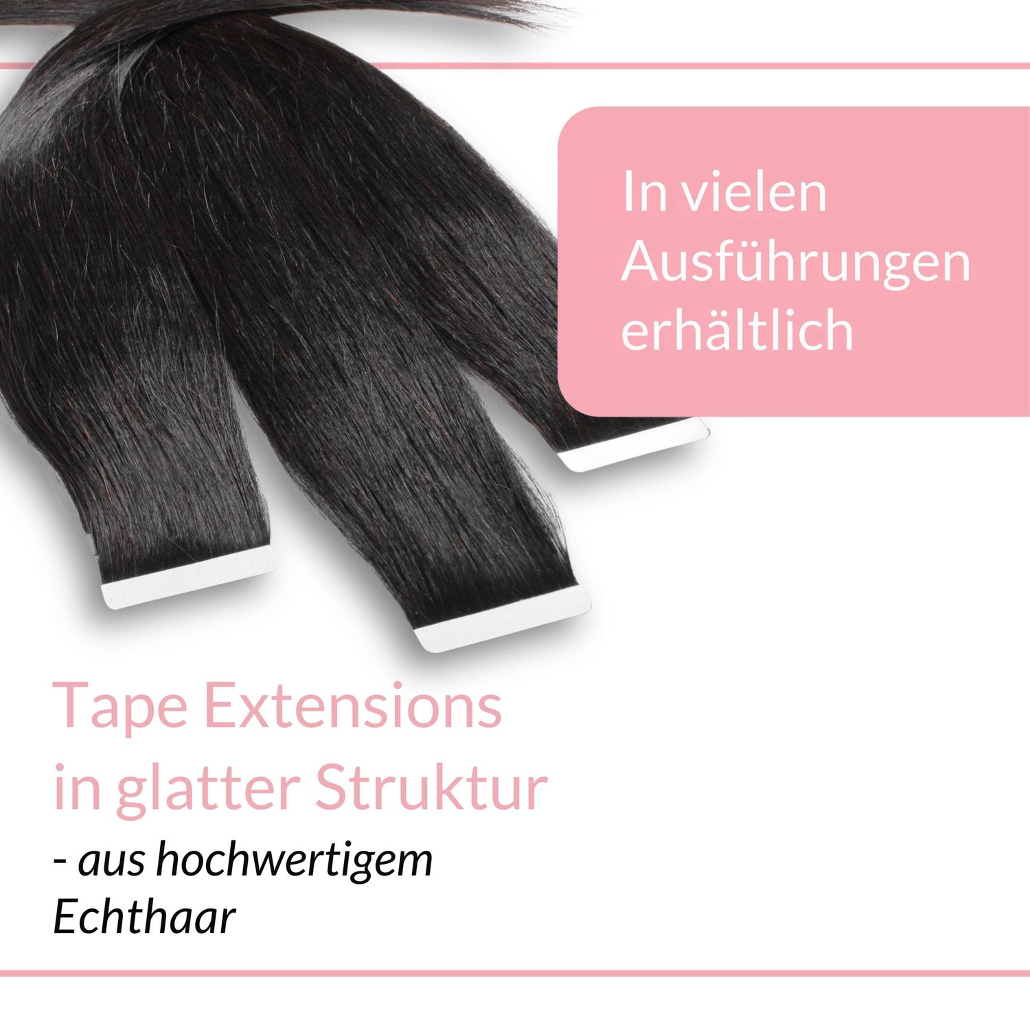 Накладные волосы tape extensions echthaar #2/0 schwarz Hair2Heart, 50cm, количество 10 шт. — фото 3