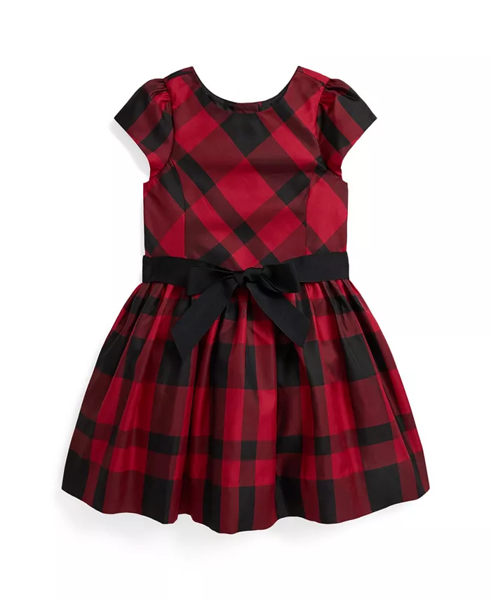 

Детское платье с коротким рукавом в клетку для девочек размеров 2T-6X Polo Ralph Lauren, красный