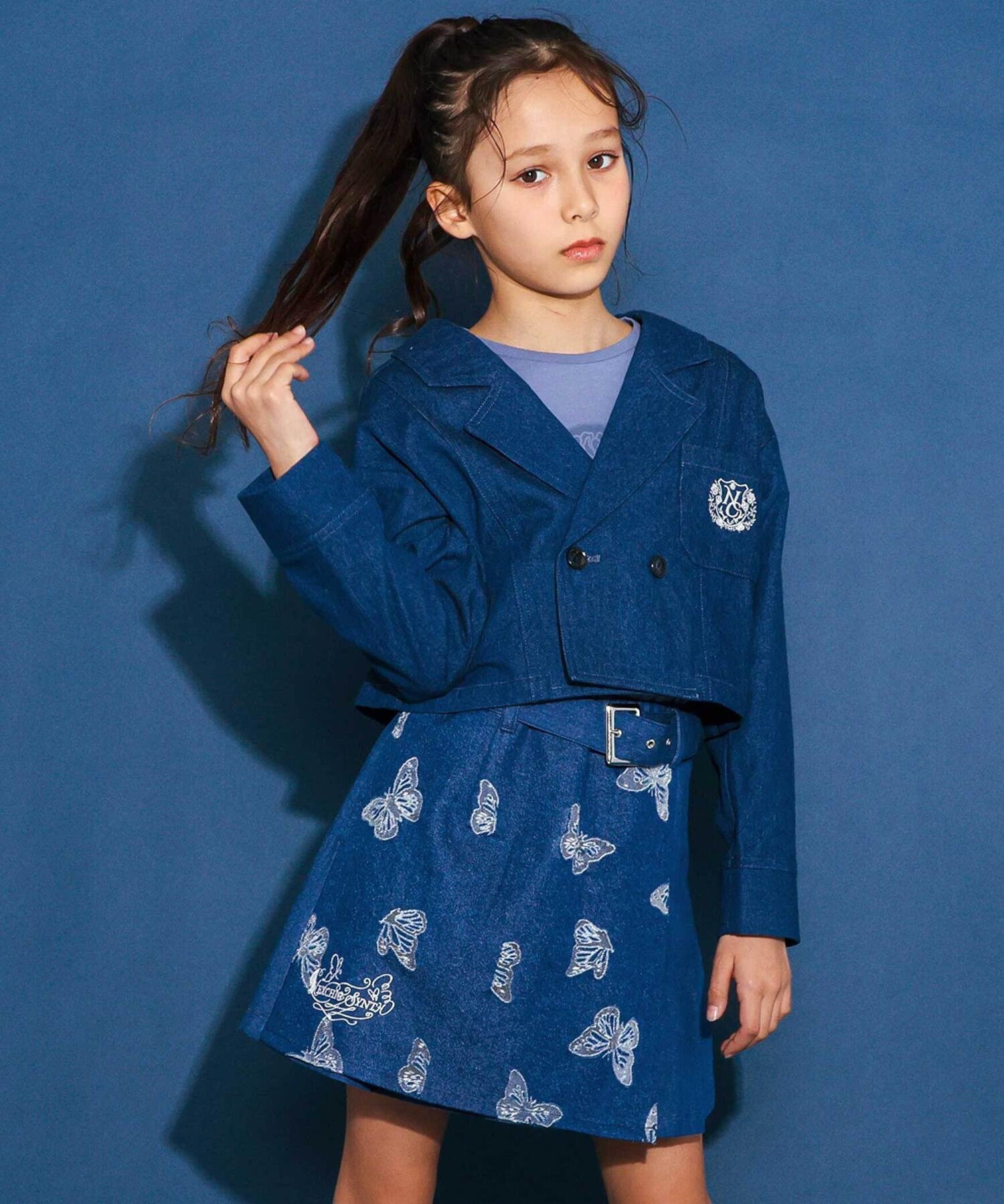 Короткая куртка из саржевой ткани TR в клетку (110–150 см) Nexchic, Navy — фото 3